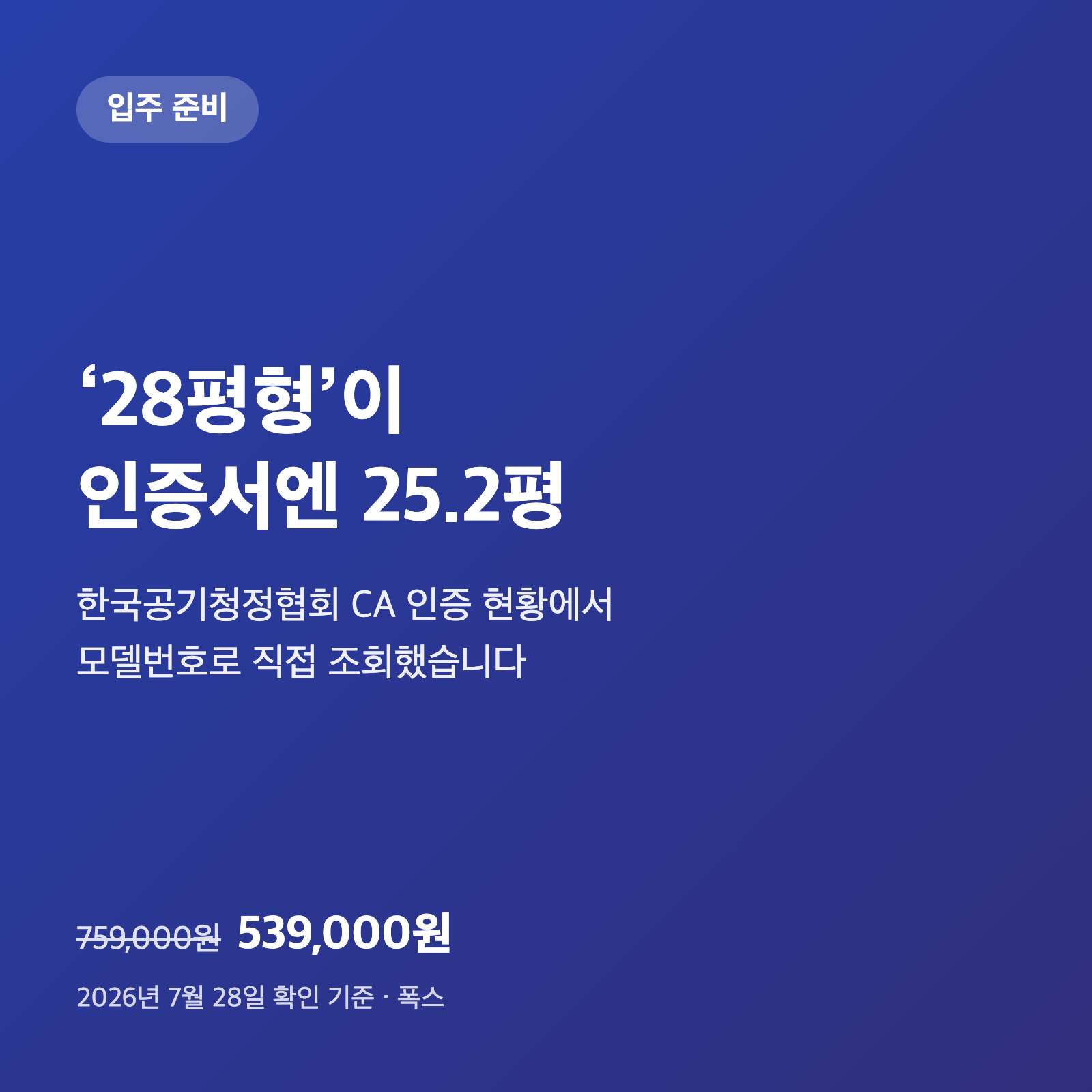 공기청정기 '28평형'이 인증서에는 25.2평|평형 표기를 직접 대조했습니다 1 공기청정기 '28평형'이 인증서에는 25.2평|평형 표기를 직접 대조했습니다